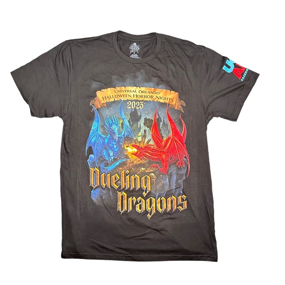2023 Universal Studios Halloween Horror Nights Dueling Dragons UOAP Shirt L - Picture 1 of 3